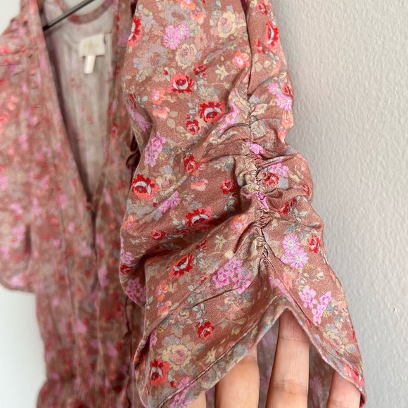 LoveShackFancy Roth Dress | Warm Taupe Sienna Floral | Size Large - Picture 8 of 15